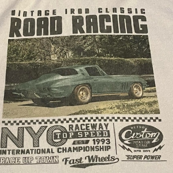 Vintage 1980s Road Racing white and black tank top #vintage #80s #CropTop - Picture 2 of 6